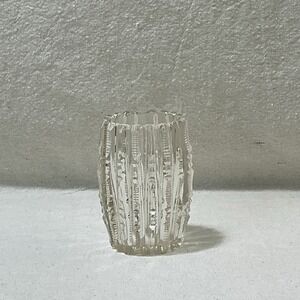 Antique Bryce Higbee EAPG Clear Cut Glass Toothpick Holder - Banded Barrel Shape